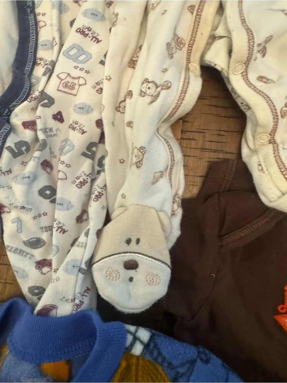 Carter's etc 9 month Printed Fleece & Mixed Neutral Baby One-Piece Sleepers Set
